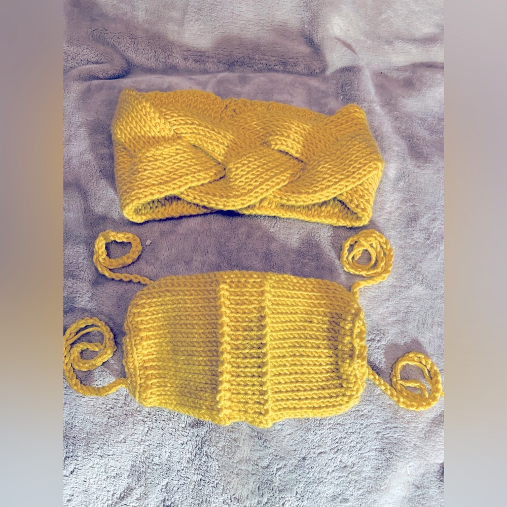 Custom crochet head wrap Gold